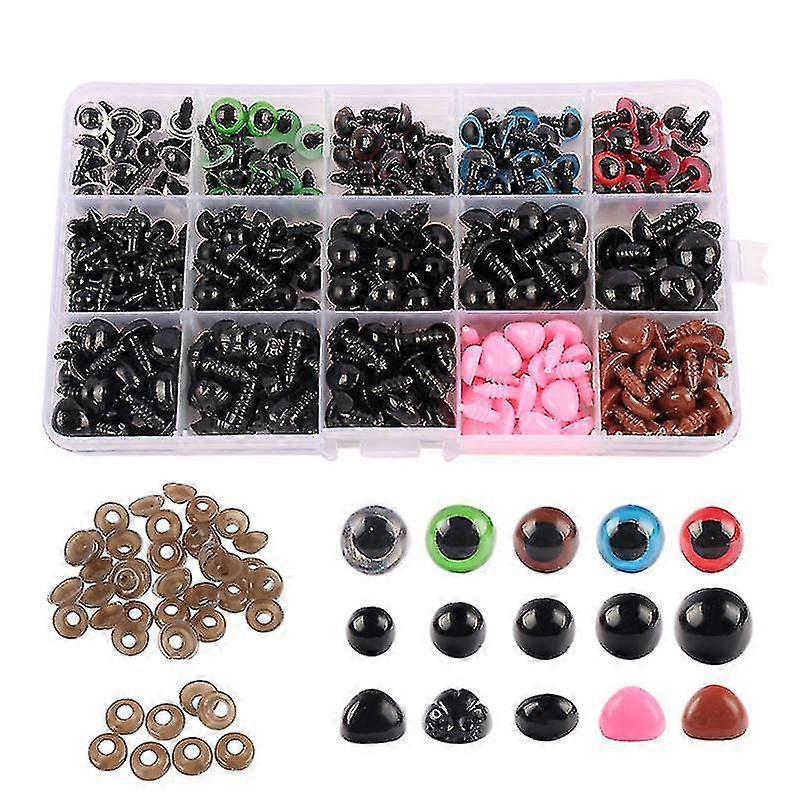 560pcs Plastic Safety Eyes And Noses For Amigurumi Crochet Crafts Dolls Stuffed Animals And Teddy Bear, Multiple Colors And Sizes 25-26