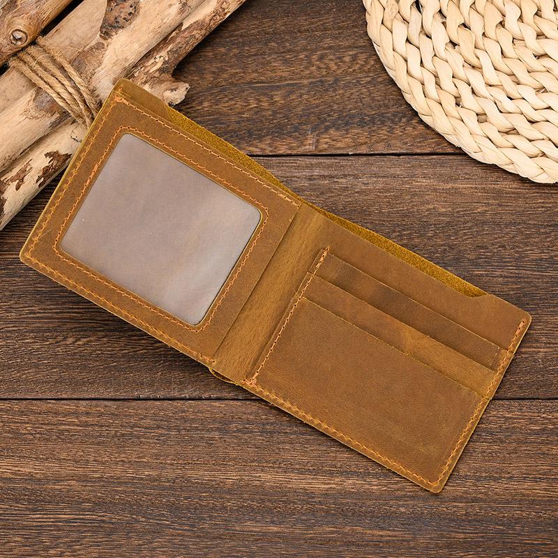 Slim Wallets Man Genuine Leather Bifld Card Holder Small Bsuiness Short Purse Vintage Fashion Dropshipping Male Wallets Thin