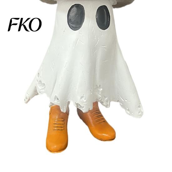 Weiße Geisterdekoration Halloween Cowboy-Statue, Gruselige Harzfigurine, Westliche Tischdekoration Skulptur mit Stiefel und Hut für Kaminsims, Etagen