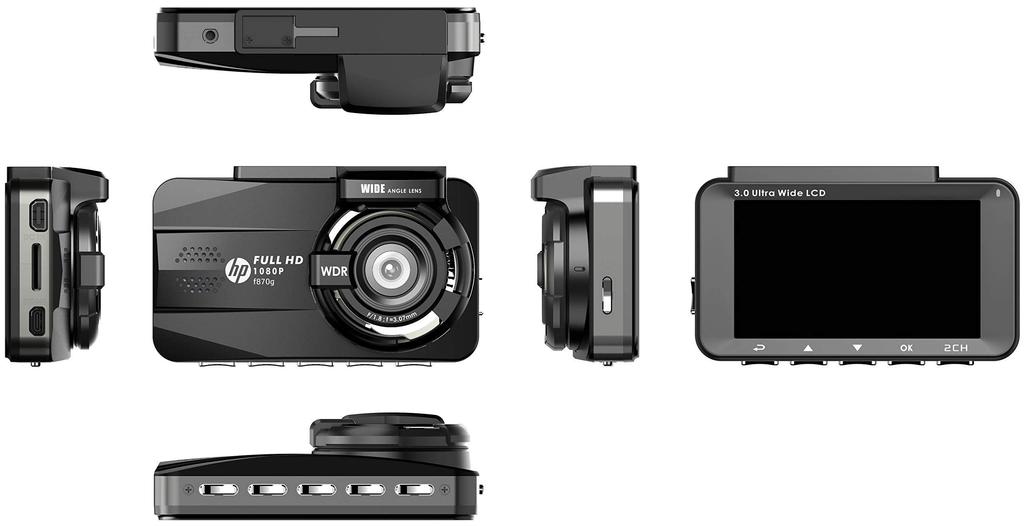 2MP Dash Cam f870g GPS SONY Sensor with Driver Assist and Parking Monitoring Hewlett-Packard (hp) WDR/FullHD & & G-Sensor