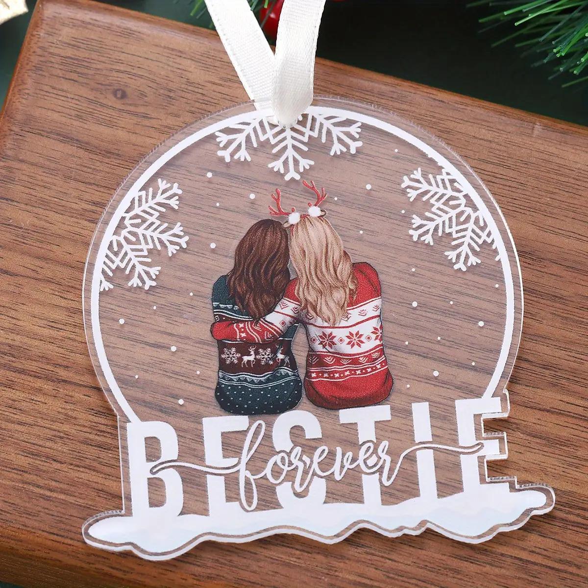 

2D Flat, 2D Flat Forever Besties - 1 Snowflake Acrylic Pendant | Perfect Gift for Sisters and BFF s | Christmas Tree Decoration