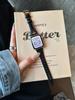Leather Band for Apple Watch Compatible with iWatch 12/11/10/Ultra/SE, Premium Slim Glossy Genuine Leather Strap, Black