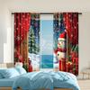 2 st Jul Fönstergardin Snögubbe Julgran Design Med Snöflingor Stångficka Polyestermaterial För Vardagsrum Kök