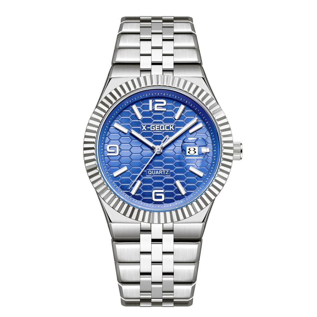 High Quality Luxury Stainless Steel Strap Quartz Watch Calendar Multi Color Waterproof Night Light Men's Watch