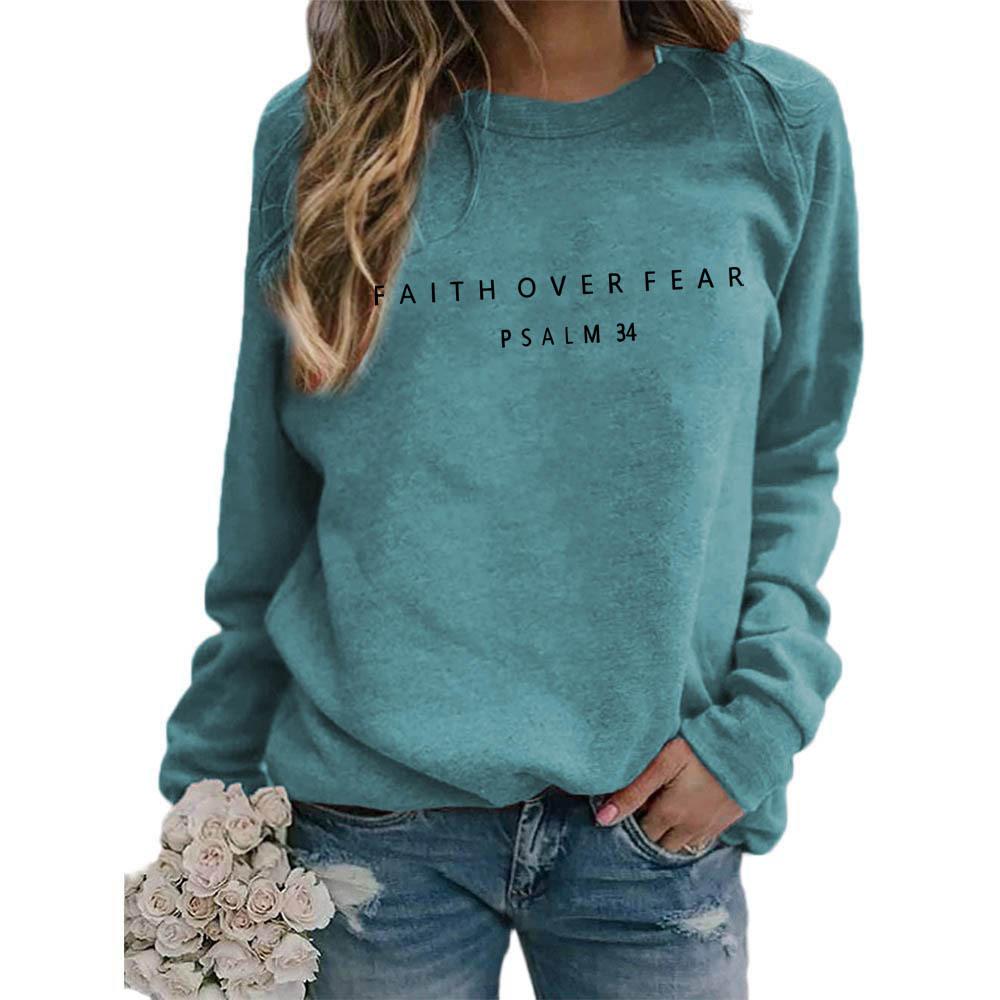 Women's Crew Neck Long Sleeve Loose Fit Sweatshirt Casual Letter Graphic Pullover
