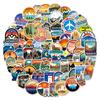 100Pcs Cute Travel Stickers Outdoor World Travel Stickers Pack Waterproof Vinyl Map Stickers for Suitcase, Bicycle, Laptop