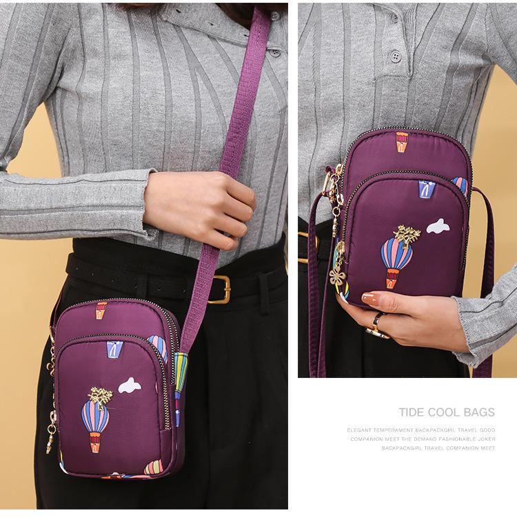 Trendige Nylon-Crossbody-Tasche für Handy & Münzen - Vertikale Umhängetasche