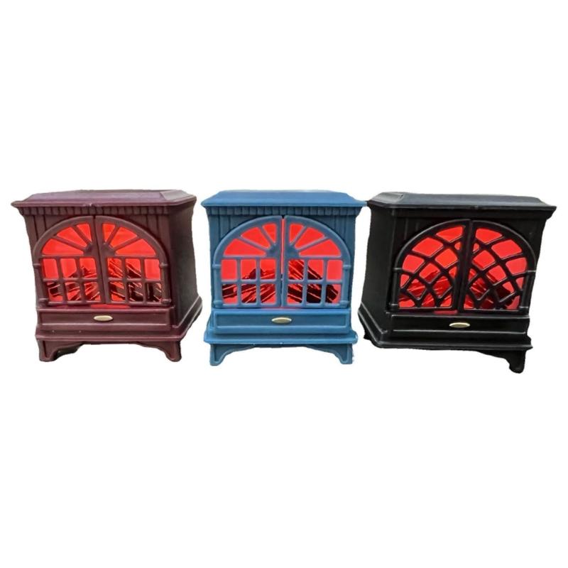 1:12 Scale Dollhouse Fireplace with LED DIY Miniature Dollhouse Decorations Furniture Handmade Crafts Accessories Toy
