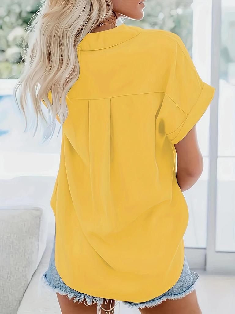 Women's 2025 Summer Exclusive Short-Sleeve Lapel Button-Down Shirt