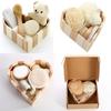 Herzförmiges Spa-Bade-Geschenkset Peeling-Luffa-Handschuhe Handtuch Körperpflege Pflegeset