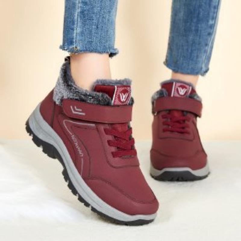 

Women s padded large size long fur winter warm snow boots waterproof ankle boots non-slip hiking mountaineering sports cotton boots 36
