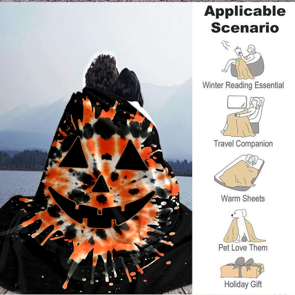 1pc Pumpkin Halloween Blanket, Lightweight Flannel Throw Blanket for Sofa, Bed, Travel, Camping, Living Room, Office, Couch, Chair, and Bed