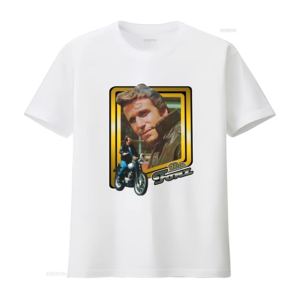 Happy Days The Fonz Fonzie Classic TV Show Slate Print T shirt Retro Style XW78 vintage Washed Casual Breathable Stylish