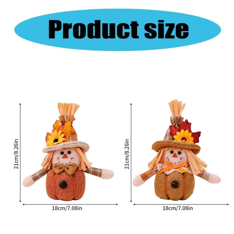 Thanksgiving Harvest Autumn Flower and Leaf Scarecrow Plush Dolls Keychains Charm Hanging Ornament Festivals Decors