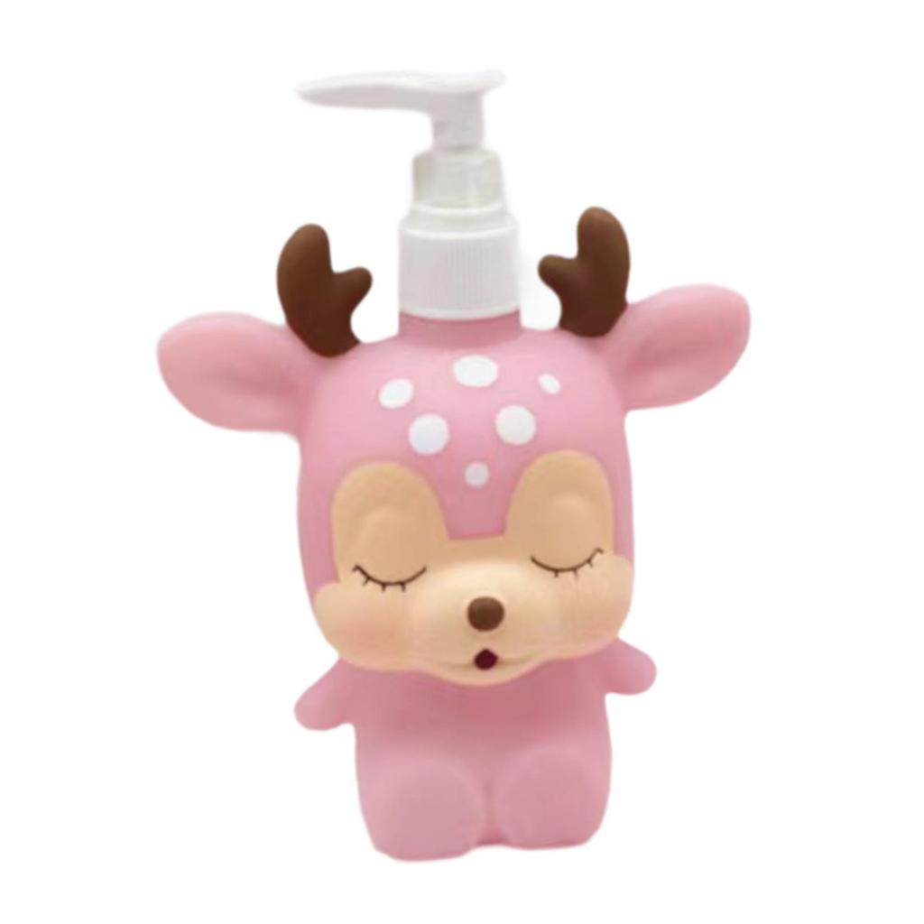 Cartoon Vinyl Lotion Bottle with Pump for Kids Refillable Soap Dispenser Bathroom Accessories Set Pink