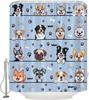 Lovely Dog Shower Curtains Cute Puppies Cartoon Animal Paw Print Funny Pet Lovers Vintage Country Blue Bath Curtain With Hooks