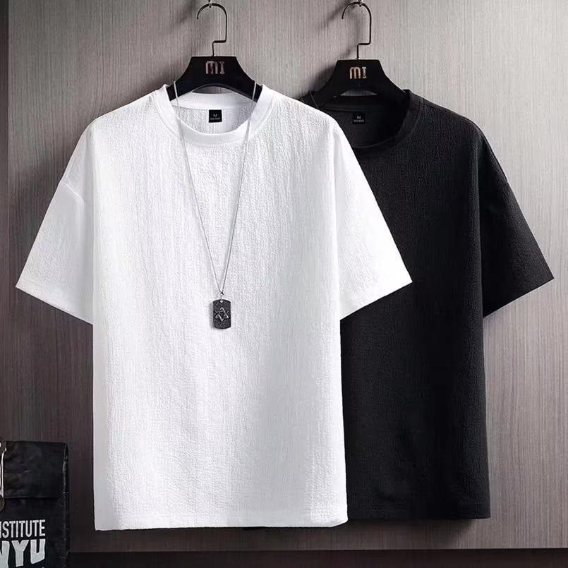 2025 Japanischer Stil Herren Baumwolle Leinen Weiß Halbarm T-Shirt, Lockerer Schnitt, Einfaches Design