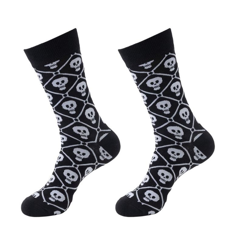 Men's Funny Skull Crew Socks Cartoon Alien Design Cotton Casual Socks Halloween Sock for Hip Hop Parties