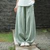 Plus Size Women Summer Cotton Linen Pants Loose Casual Straight-leg Retro Wide-leg Pants