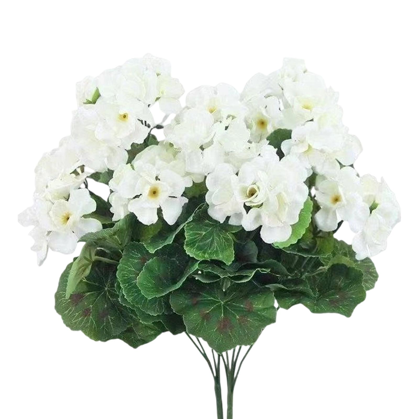

Artificial Flowers For Outdoors 14 Red Geranium Silk Flowers Outdoor UV Resistant Garden Plants Bush Faux Flowers For Home Wedding Kitchen Decor One Size