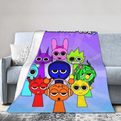 Sprunki Game Music Cartoon Flannel Blankets  Funny Throw Blanket for  Sofa Bedding Lounge 125100cm Rug Piece