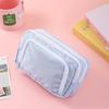 Basic Polyester Three Layer Pencil Case With Clear Window For Students And Office Use