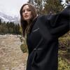 Li Ning CF Outdoor Series Letter Hooded Comfortable Breathable Fleece Warm Loose Sweatshirt Unisex Sweatshirt Black AWDUG19-1