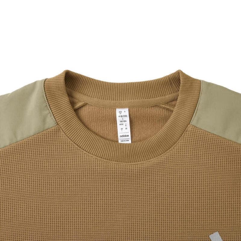 Adidas Fleece Crew Neck Color Block Long Sleeve Sweatshirt Men Sweatshirt Brown JX1793