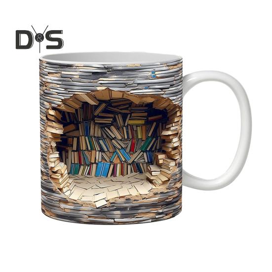 

Библиотечная книжная полка кружка 3D новинка керамическая чашка 11 унций ретро арт стиль кофейная чашка декоративная книжная полка кружка для домашнего декора удобная ручка чайная кружка C