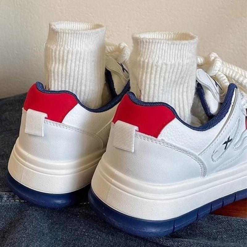 SyfIyno 2024 Spring Autumn New Fashion Sports Casual Non-slip Shoes Wave Thick Soled  White Flat Shoes Women's Sneakers