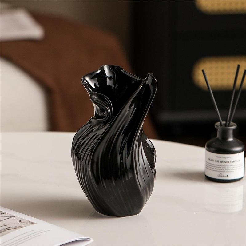 Nordic creative ceramic vase rotating aesthetic ornaments high-end living room entrance tabletop dining table dried flower decorations