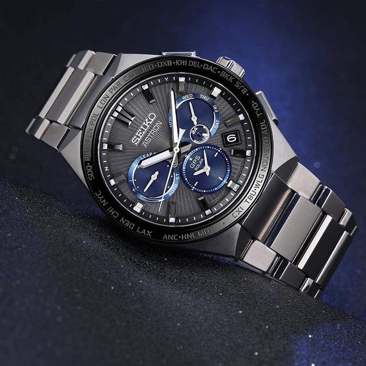 SEIKO ASTRON Solar Quartz Movement Titanium Strap Watch Men's Watches Black Dial SSH119J1