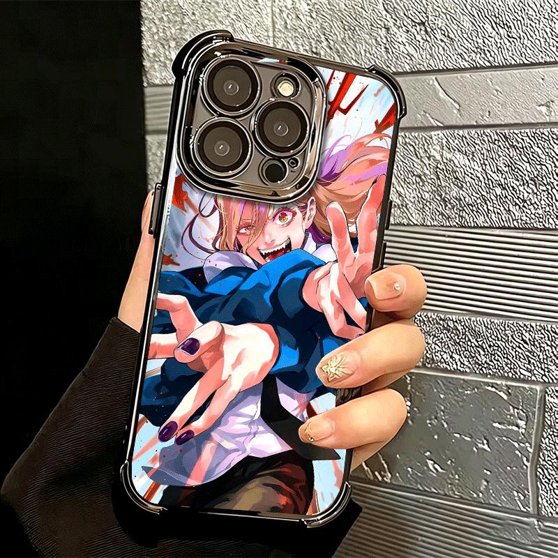 Anime Character Power CSM Soft Phone Case For iPhone 15 16 17 Air 14 Pro Max 16E Plus 13 12 Mini Plating Anti-Fall Fundas