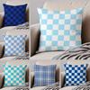 Classical Blue Tartan Design Plaid Cushion Cover Throw Pillow Cover Hidden Button Durable Polyester Chair Cushion