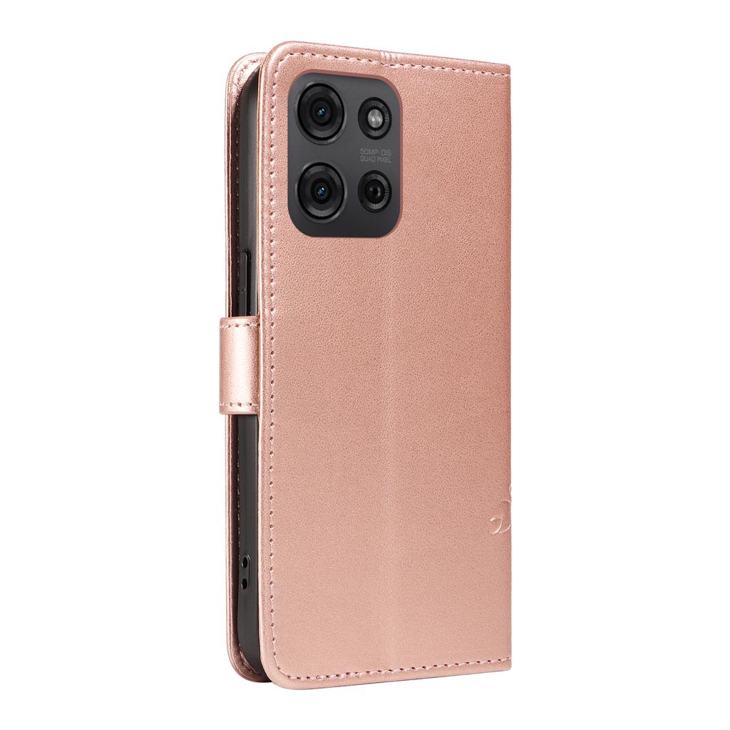 For Motorola Moto G75 5G PU Leather Cases Flower Pattern Wallet Stand Phone Cover with Strap