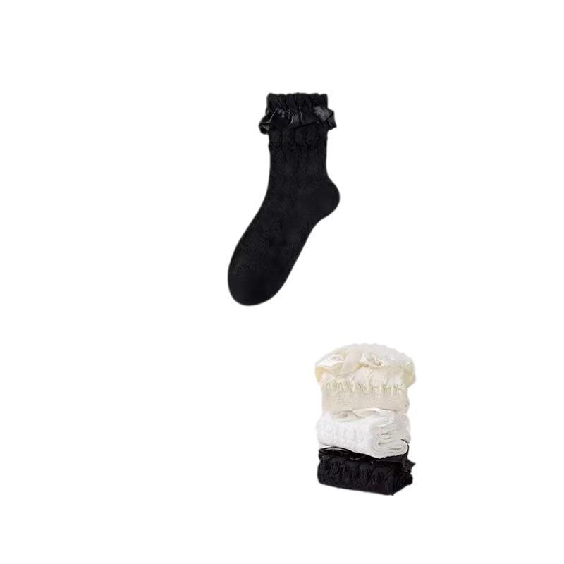 White Lace-trimmed Socks, Summer Thin Mid-calf Socks, Lolita Princess Socks, Long Stockings