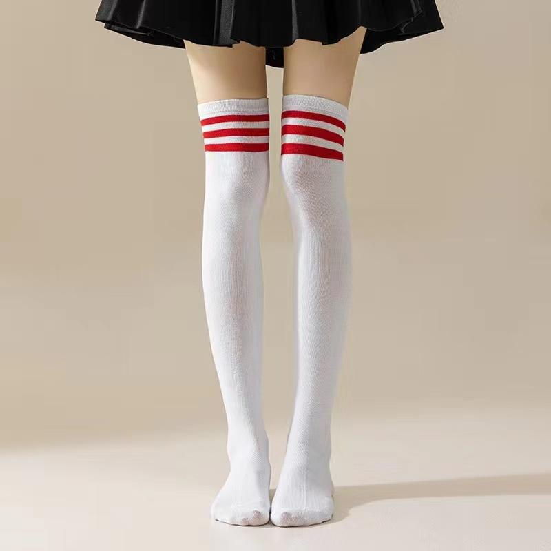 Thigh High Socks For Women Goth Cute Kawaii Striped Over The Knee Socks Cotton Long Tall Knee High Stockings