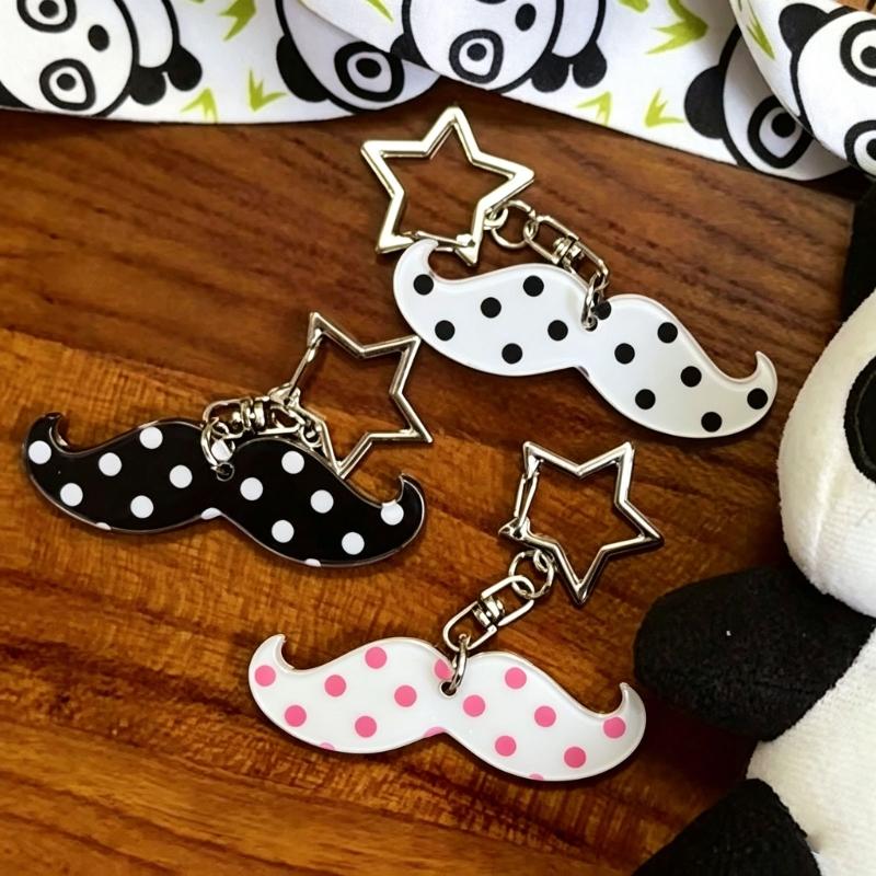 Charming Mustache Shaped Acrylic Keychain Excellent As A Gift Or Personal Accessory 5Cm Long 8G Lightweight