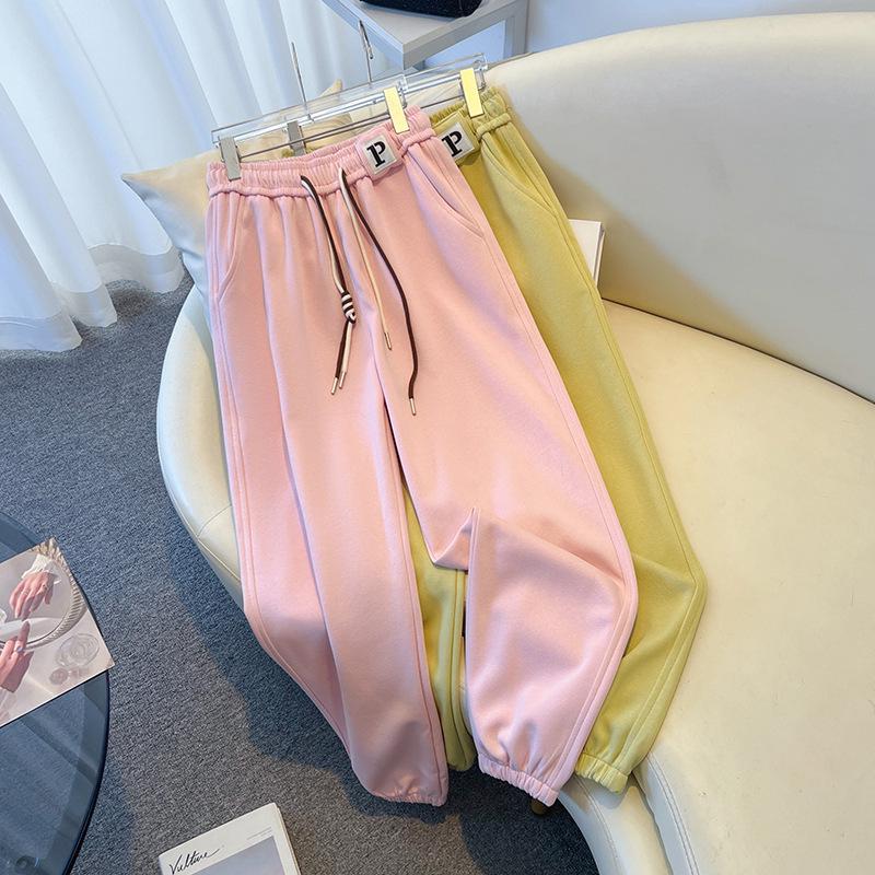 

Plus Size Spring Ice Cream Color Loose Straight-Leg Cuffed Pants for Women 5XL (suggested 160-180 jin) чёрный