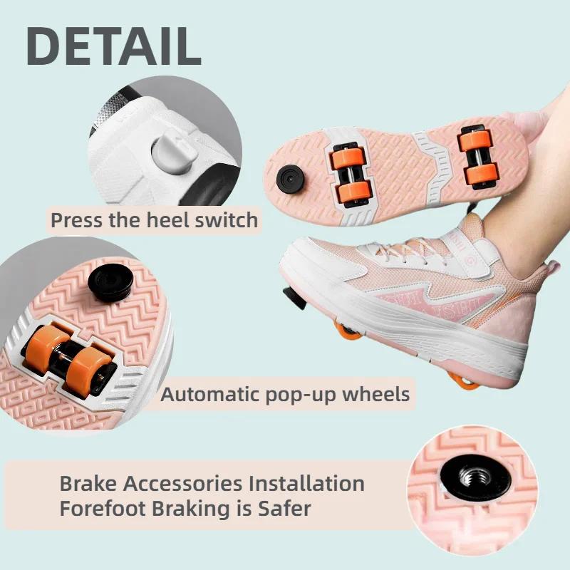 Beginner Quad Skates with Breathable Mesh Brake System  Kids Adjustable Roller Skates 4 Wheels Double Bearings Magic Strap Gift