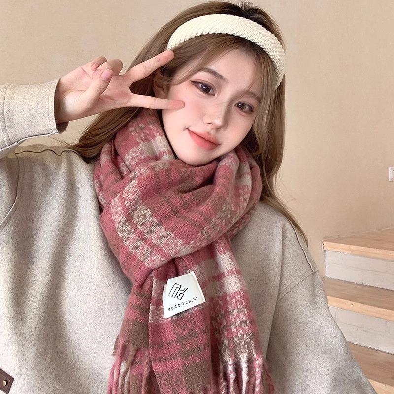 Scarf Men's Winter New Versatile Korean Version Plaid Scarf Women Give Boyfriend Gifts Couple Scarf To Keep Warm