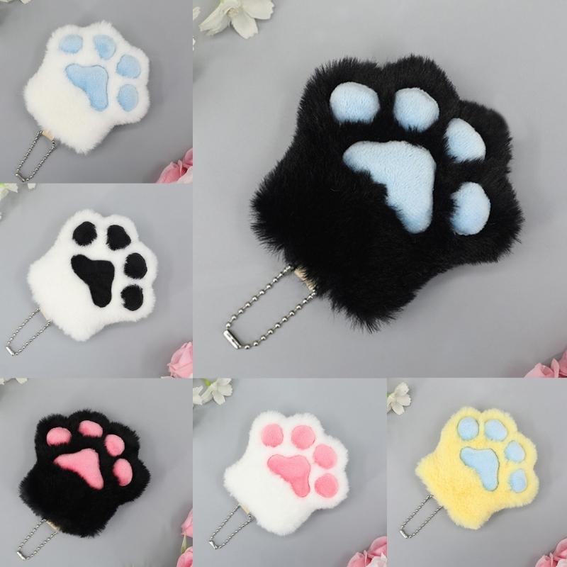 Animes Cats Paw Keychain Plush Cats Paw Keyring Cute Car Backpack Pendants Charm Cartoon Cats Paw Keychain Jewelry Gifts