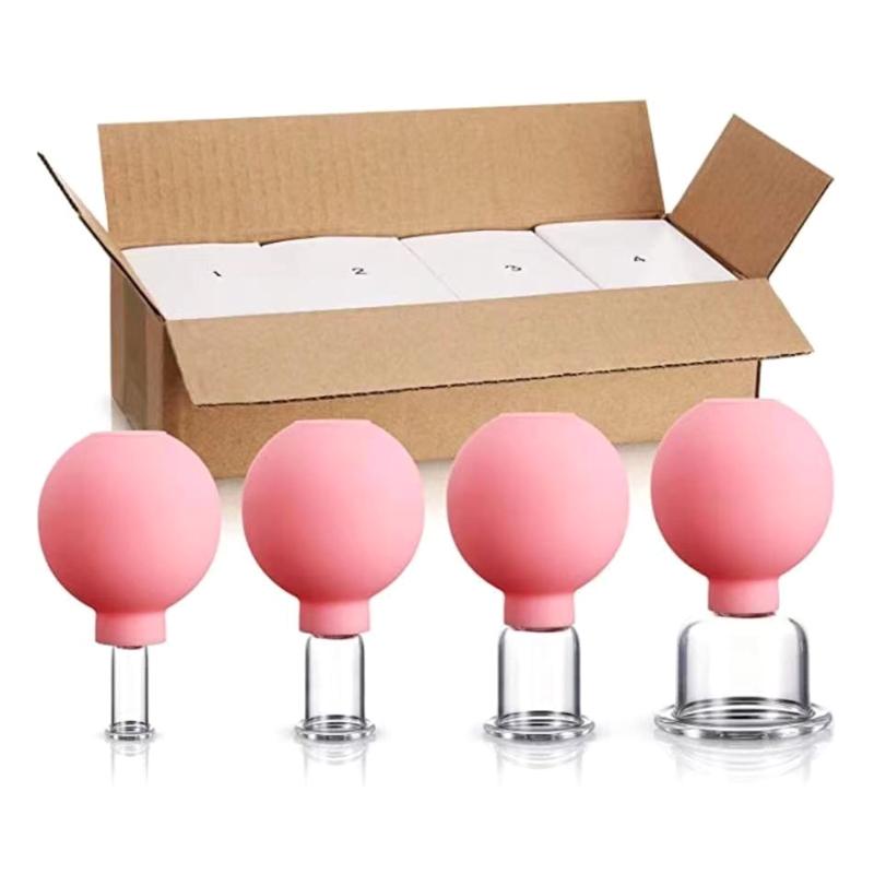 4 Stück Anti-Cellulite-Saugnapf Ventosa Silikon Ball Gläser Glas Vakuum Schröpfen Set Dosen Körper Gesicht Massagegerät Drop Shipping