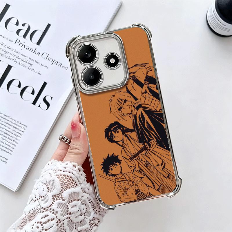 Rurouni Kenshin Anime Soft Phone Case For Xiaomi Redmi Note 14 15 Pro Plus 13 12 11S 11T 5G 10 9S 9 Plating Anti-Fall Fundas