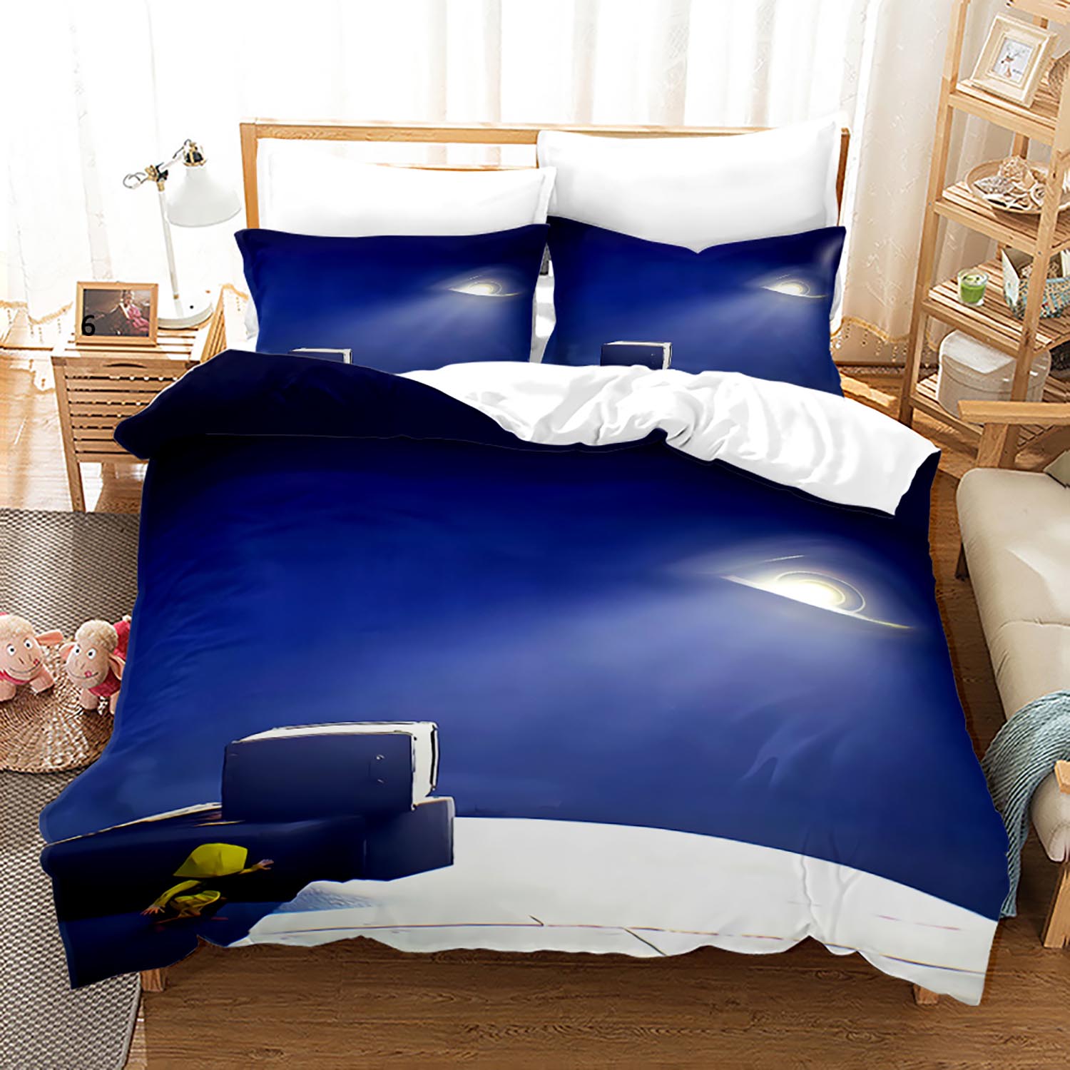 

Постельное белье Little Nightmares Односпальное Полуторное Двуспальное Кингсайз Комплект постельного белья Взрослый Детский Спальня Комплекты пододеяльников 3D Комплект простыней EU single(135x200cm)