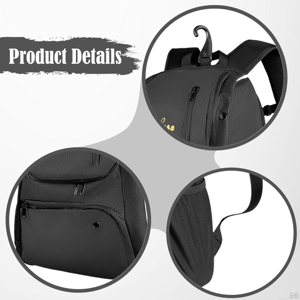 Baseball Backpack Bag with Fence Hooks Double Shoulder Strap Ball Compartment Polyester for Everyday