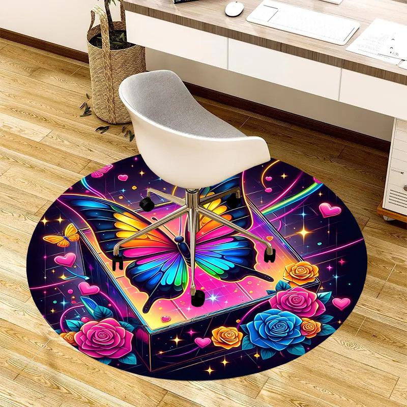 1pc Office Carpet Chair Mats Colorful Butterfly Fantasy Box Perfect for Decorating Office Chairs, Living Rooms, Or Bedrooms