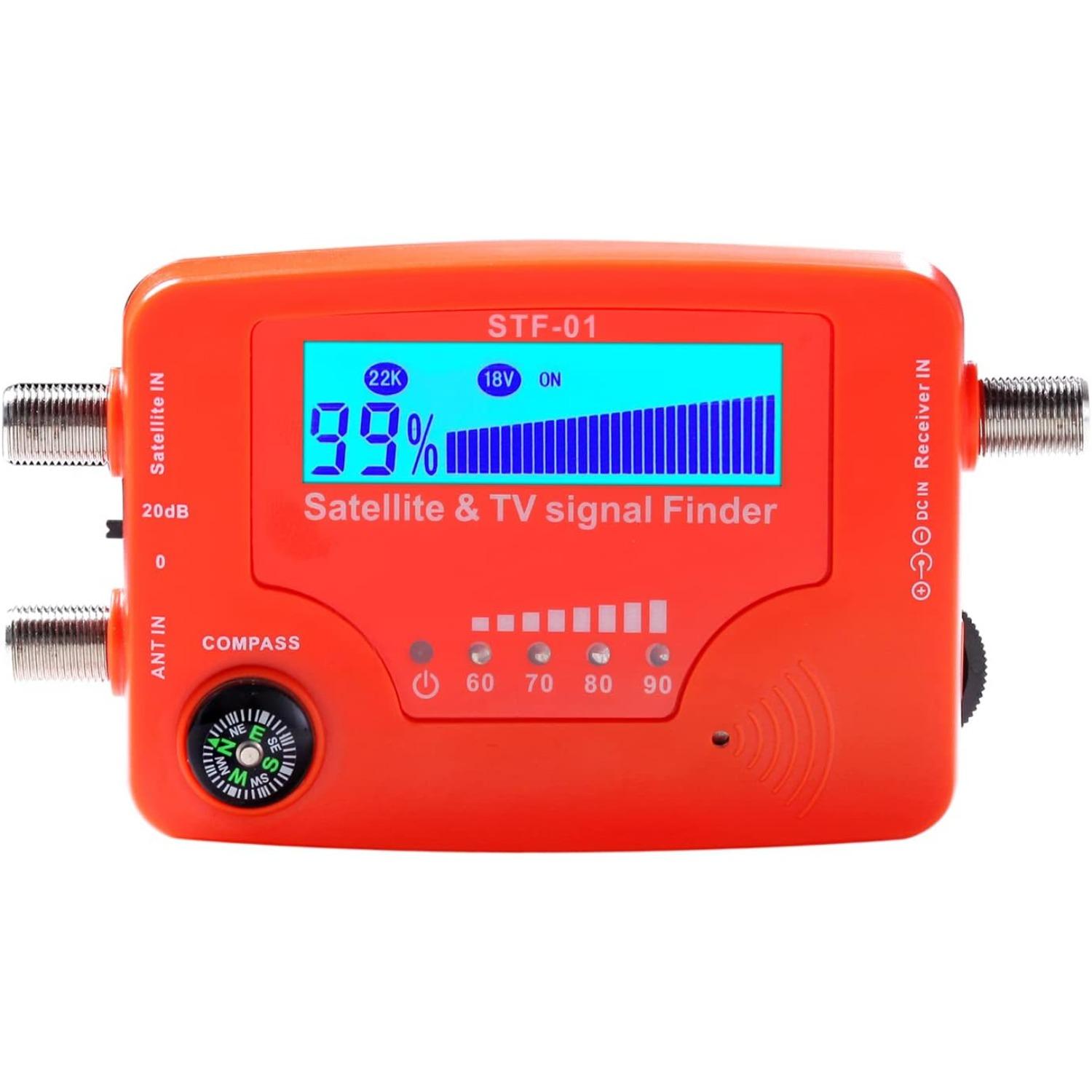

Digital Satellite Finder, Weytoll 2 in 1 Satellite and TV Signal Finder Antenna Signal Strength Meter Signal Finding Meter with Compass Alarm Buzzer червоний