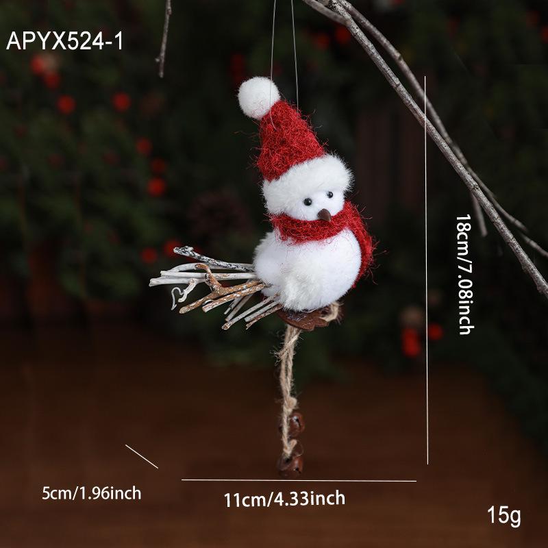 Festive Foam Bird Doll with Red Scarf and Hat - Christmas Decoration Pendant