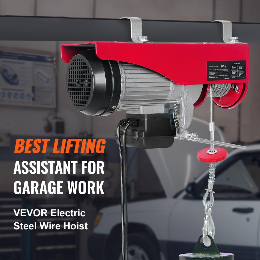 SucceBuy 550-2200 Lbs Wired Electric Hoist Steel Wire Winch with 40ft Single Cable Lifting Height for Garage Warehouse Factory